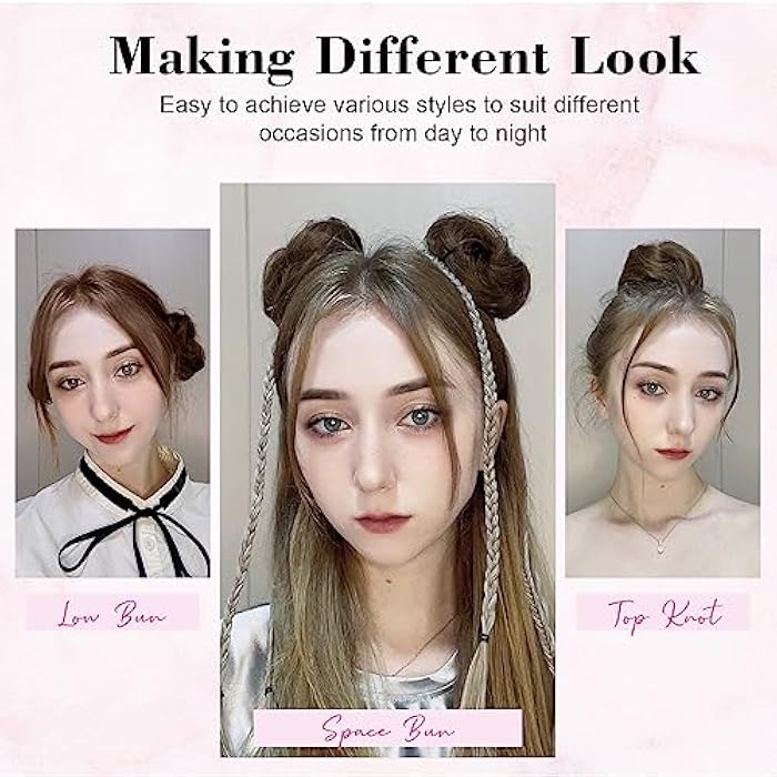 REECHO 2 PCS Mini Claw Clip in Messy & Cat Ears Hair Bun Extensions Wig Accessory Updo Hairpieces for Women Girls (Pack of 2-3 Straight, Ash Light Brown) - Image 4